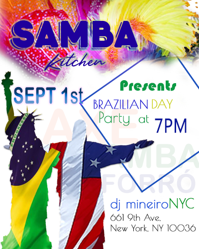 Brazilian day after party with DJ MineiroNYC at Samba Kitchen 