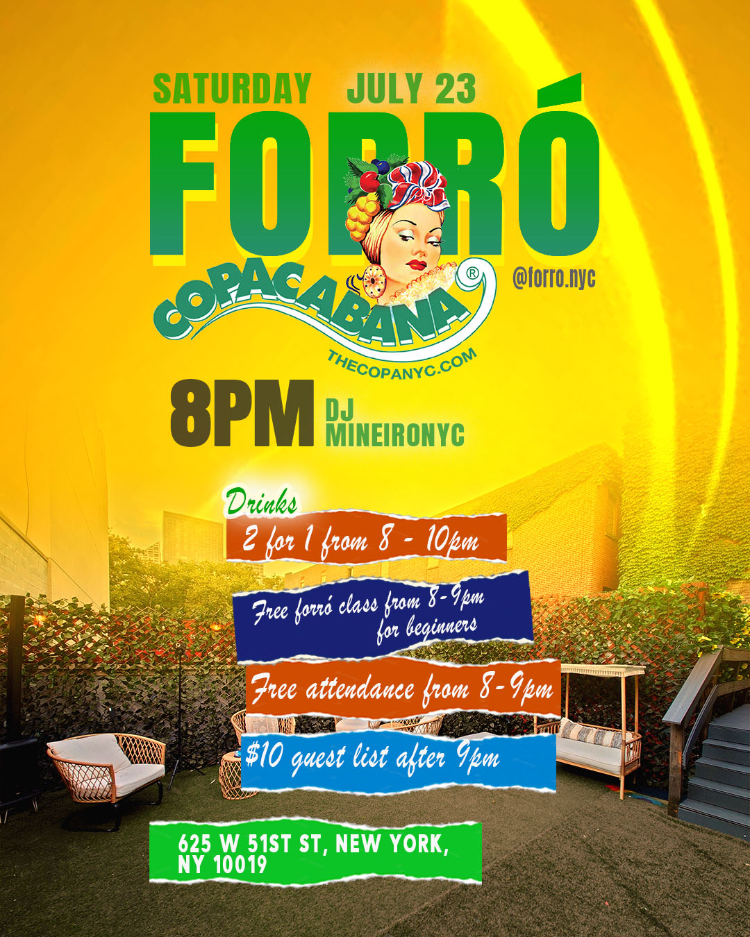 Forró Copacabana, July 23 - 8pm with free forró class